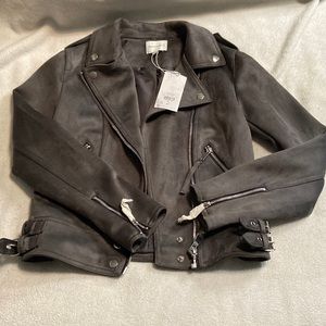 Warehouse faux suede biker jacket